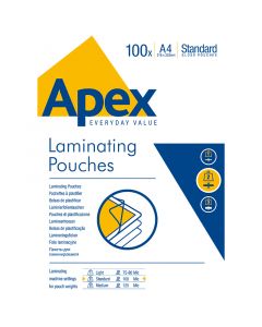 Lamineringsfickor A4 100 x 100 Mikron Blank Apex