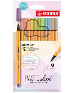STABILO Fineliner Point 88 Pastellove 12 Pack 