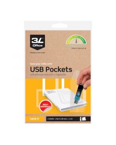3L USB-Ficka Självhäftande 90x52mm 10 Pack