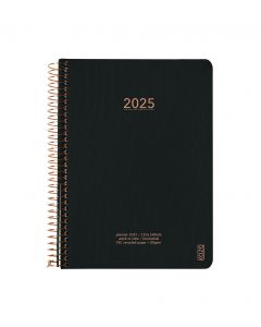 KOZO Kalender 2025 A5 Vecka Per Uppslag Black