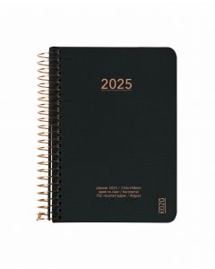 KOZO Kalender 2025 A6 Vecka Per Uppslag Black