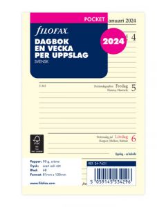 Dagbok Pocket 2025 Vecka Per Uppslag Svensk