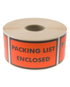 Varningsetikett Packing List Enclosed